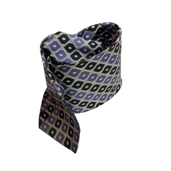 Unbranded Mens Necktie Silk Geometric Purple Black Silver Tie Classic Adjustable - Picture 2 of 5